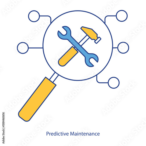 Vector icon for Predictive Upkeep Tools. Wrench with graph for intelligent equipment care.