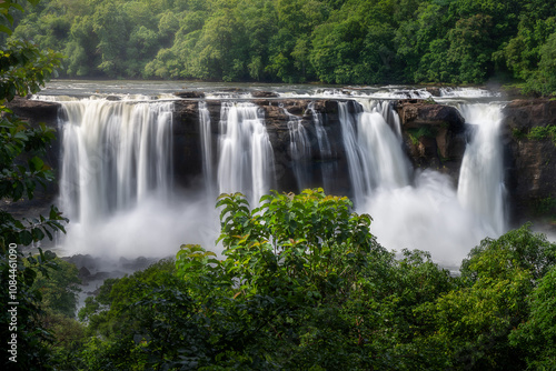 Long exposure view of Athirappilly water falls, Chalakkudy, Thissur, India.