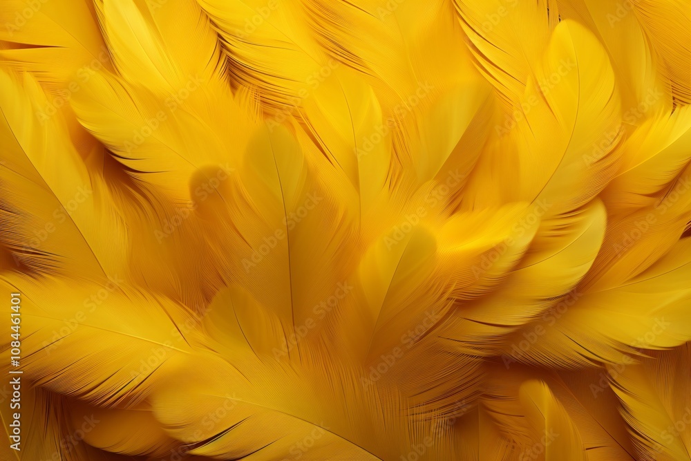 Obraz premium Yellow Feathers Background, Yellow feathers pattern, feathers background, feathers wallpaper, bird feathers pattern, AI Generative