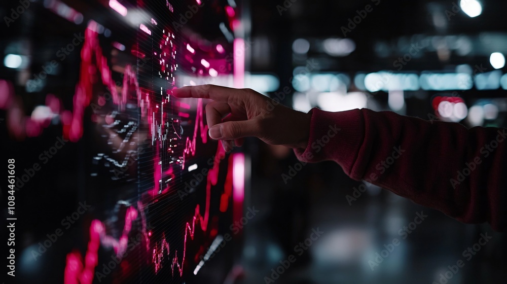 Analyzing stock market trends digital workspace infographic technology hub close-up data visualization Analyzing stock market trends digital workspace infographic technology hub close-up data visualization