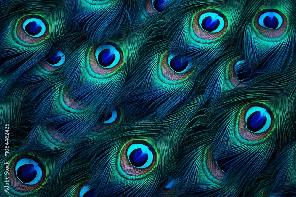 Obraz premium Peacock feather wallpaper, peacock feather background, peacock feather pattern
