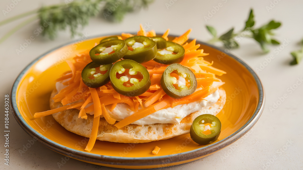 Cheese pancakes with grated cheddar and diced jalapenos Cheese pancakes with grated cheddar and diced jalapenos
