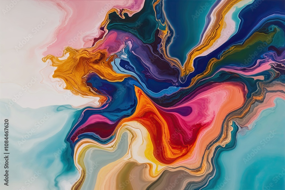 Fototapeta premium Radiant Abstract Canvas with Fluidity and Colorful Artistic Blend