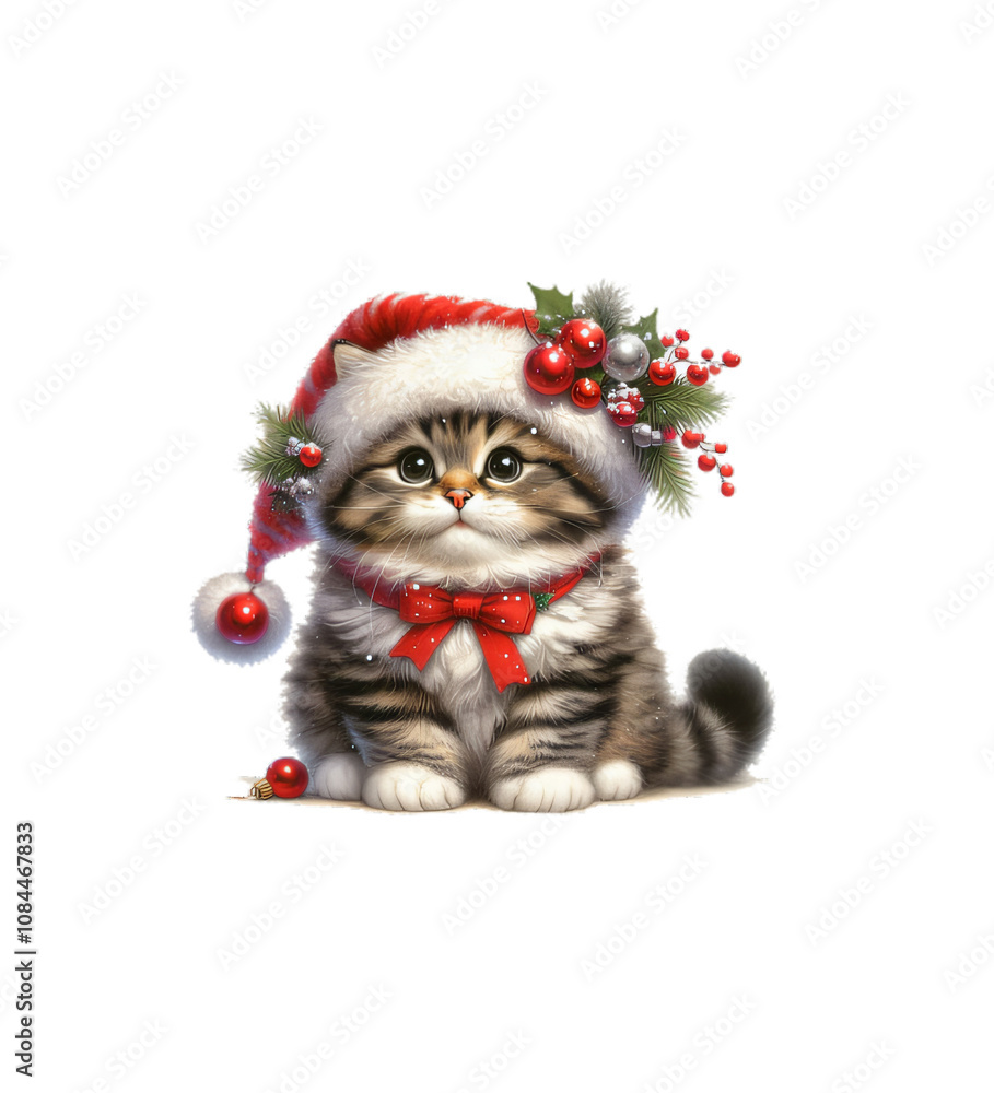 Watercolor Meowy Christmas Watercolor Meowy Christmas