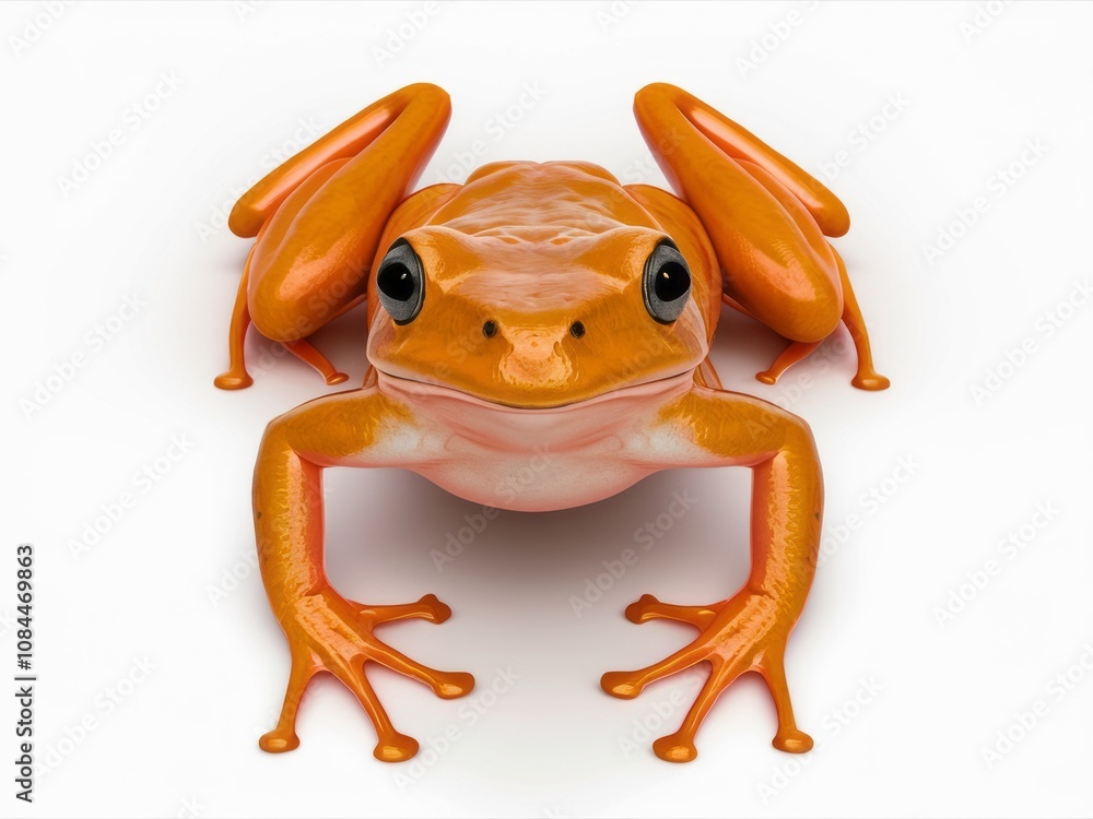 Radiant Orange Frog: a vibrant frog captivates with its striking orange skin, delicate limbs, and observant eyes, portraying a symbol of biodiversity and the delicate balance of nature. Radiant Orange Frog: a vibrant frog captivates with its striking orange skin, delicate limbs, and observant eyes, portraying a symbol of biodiversity and the delicate balance of nature.