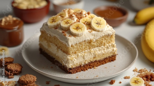 Wallpaper Mural Indulge in a slice of banana cream cake with fresh banana slices on top! Torontodigital.ca