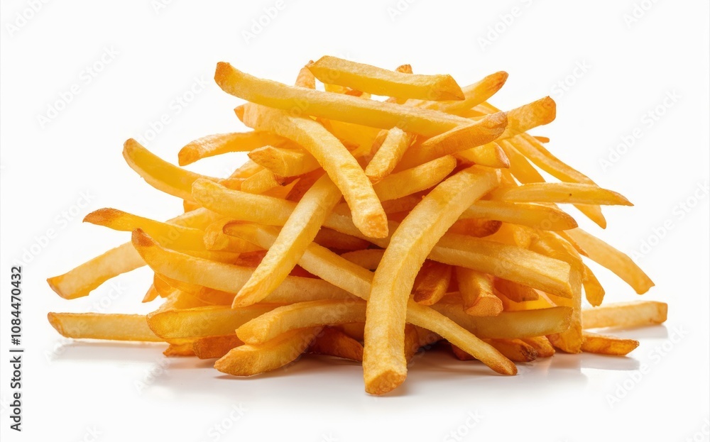 Golden French Fries: A heap of golden, crispy, French fries, perfectly fried and ready to be devoured. The perfect image for your next food blog post or restaurant menu. Golden French Fries: A heap of golden, crispy, French fries, perfectly fried and ready to be devoured. The perfect image for your next food blog post or restaurant menu.