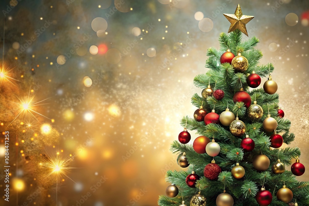 Christmas background with abstract design and decorated Christmas tree Christmas background with abstract design and decorated Christmas tree
