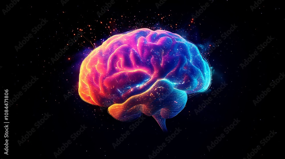 Capsules and brain illustration highlighting neurology and human health. Capsules and brain illustration highlighting neurology and human health.