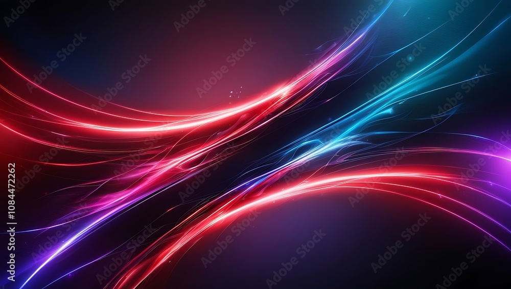 Abstract neon glowing lines design. Generative Ai. Abstract neon glowing lines design. Generative Ai.