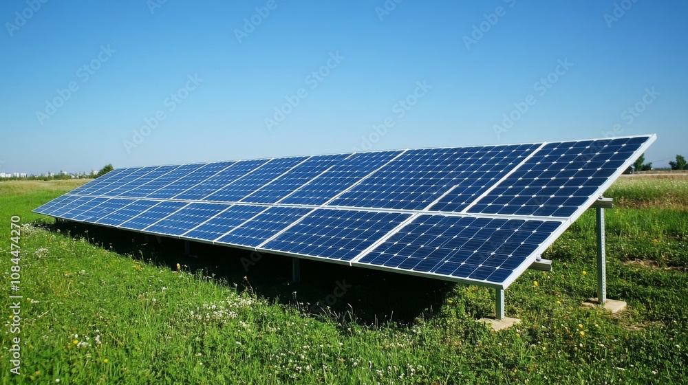 Solar Panels in a Green Field: A Sustainable Energy Solution Solar Panels in a Green Field: A Sustainable Energy Solution