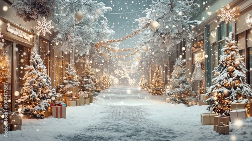 Winter Wonderland Sale Advertisement with Snowflakes