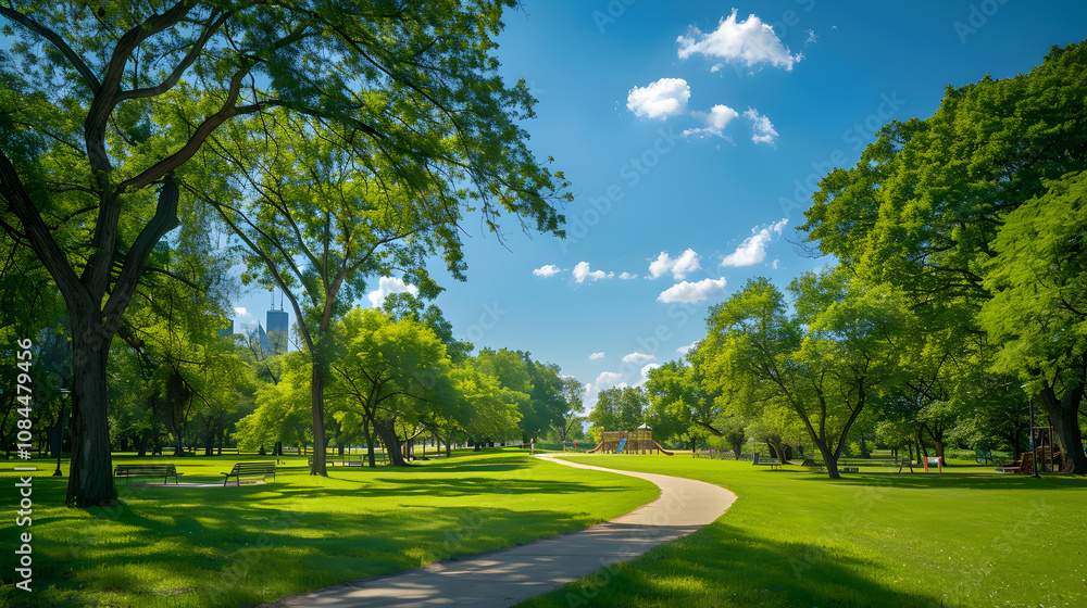 Serene Wilderness and Urban Interface: A Sunny Day View of Oz Park, Chicago Serene Wilderness and Urban Interface: A Sunny Day View of Oz Park, Chicago