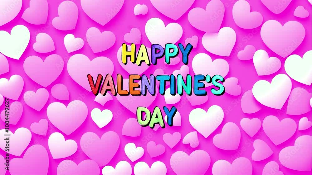 Valentine's greeting “Happy Valentine's Day” with hearts animated background Valentine's greeting “Happy Valentine's Day” with hearts animated background