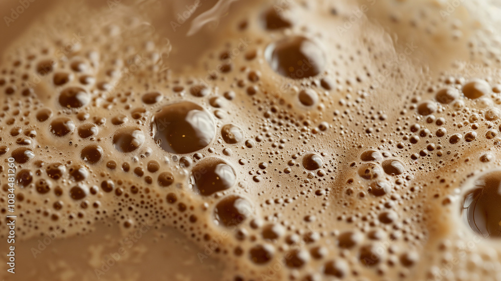 Top view of the surface texture of hot coffee with cream Top view of the surface texture of hot coffee with cream