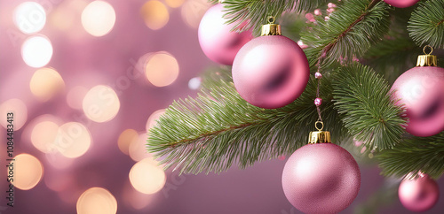 A Christmas tree with a gold ornament hanging from it photo