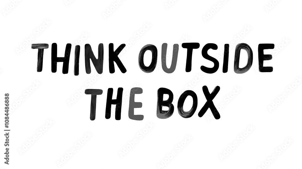 Positive motivational phrase “Think outside the box” white frase on black background Positive motivational phrase “Think outside the box” white frase on black background