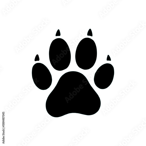pet cat paw print sign illustration kitten footprint black silhouette design cute graphic SVG file 