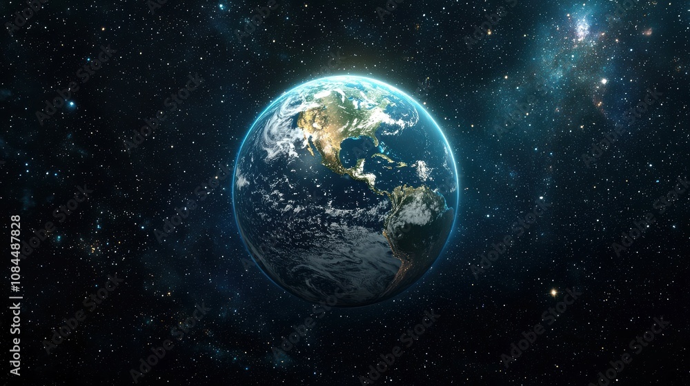 Stunning View of Earth Set Against the Vastness of Space, Capturing the Beauty of Our Planet with Lush Landscapes and Illuminated Oceans in Cosmic Context Stunning View of Earth Set Against the Vastness of Space, Capturing the Beauty of Our Planet with Lush Landscapes and Illuminated Oceans in Cosmic Context