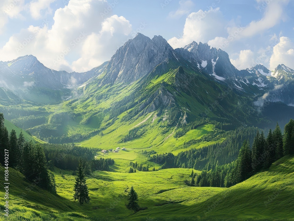 Fototapeta premium Beautiful green mountain in summer