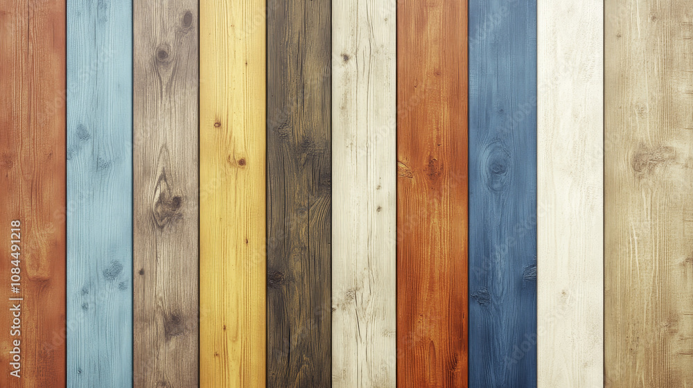Multicolored wooden planks with rustic textured surface Multicolored wooden planks with rustic textured surface
