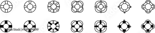 Obraz na płótnie Lifebuoy icon set. Black lifebuoy for drowning. Lifebuoy vector icons w salonie