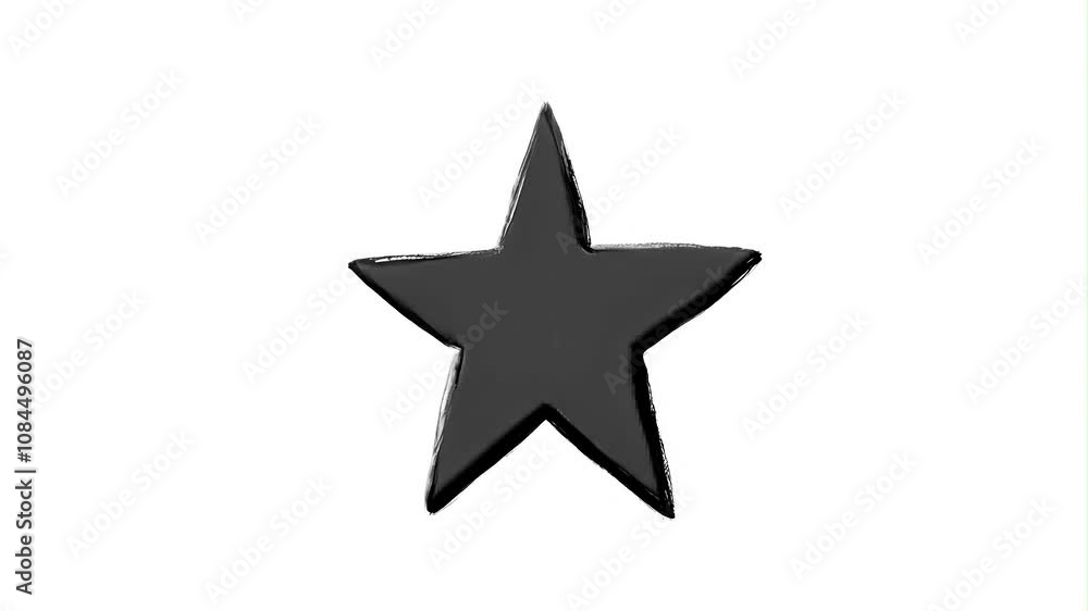 Black star moving in stop motion animation style hand drawn on white background, music background idea Black star moving in stop motion animation style hand drawn on white background, music background idea
