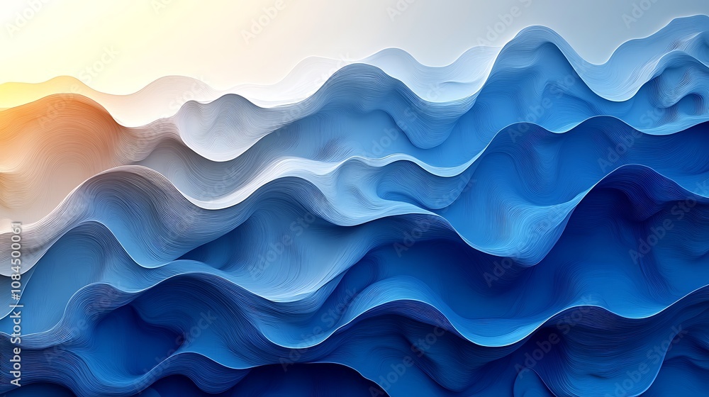 Obraz premium Abstract blue and white wave pattern background.