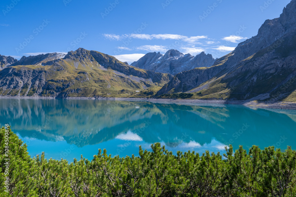 Fototapeta premium Lünersee in the Brandertal, State of Vorarlberg, Austria