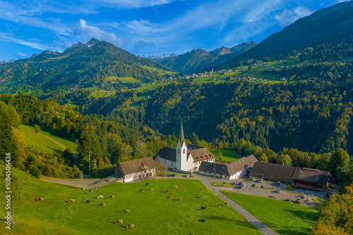 St. Gerold in the Gross Walsertal, State of Vorarrlberg, Austria, Drone Picture of Cloister