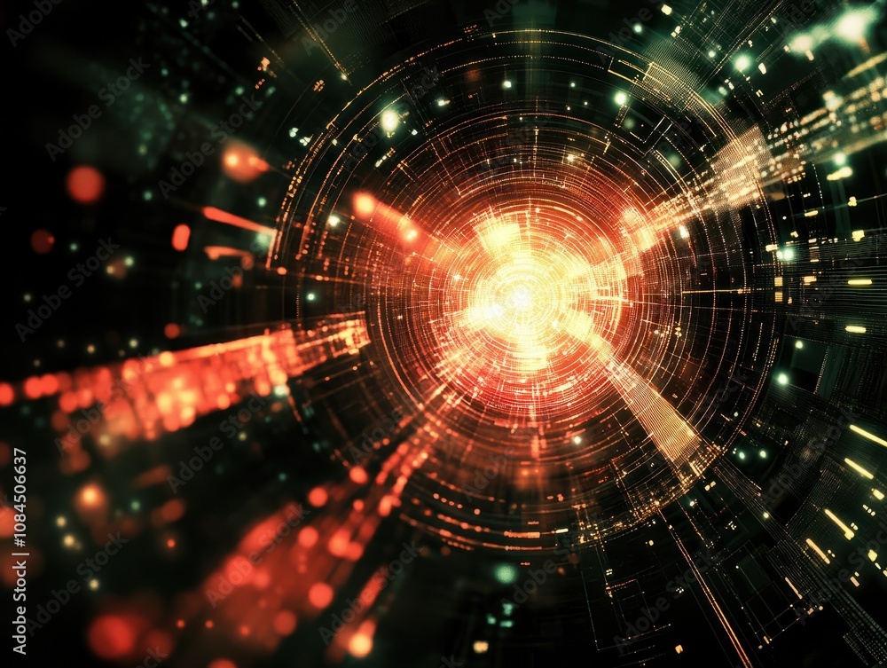 Obraz premium High tech futuristic technology abstract technology particle mesh style background