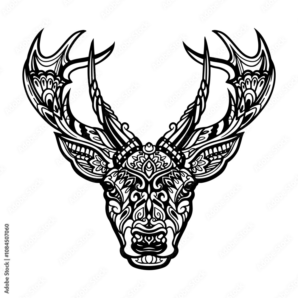 Naklejka premium Deer head mandala arts isolated on white background
