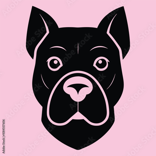 Boxer  dog head silhouette, perfect for pet-themed designs and branding projects,  ideal for logos, artwork, and digital creations, pet-related projects, perfect for canine lovers  photo