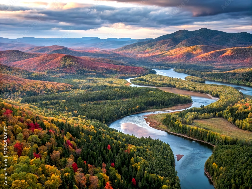 Naklejka premium Stunning Drone Photography Showcasing Breathtaking Wallpapers and Backgrounds Created with Generative AI for Nature Lovers and Aesthetic Enthusiasts