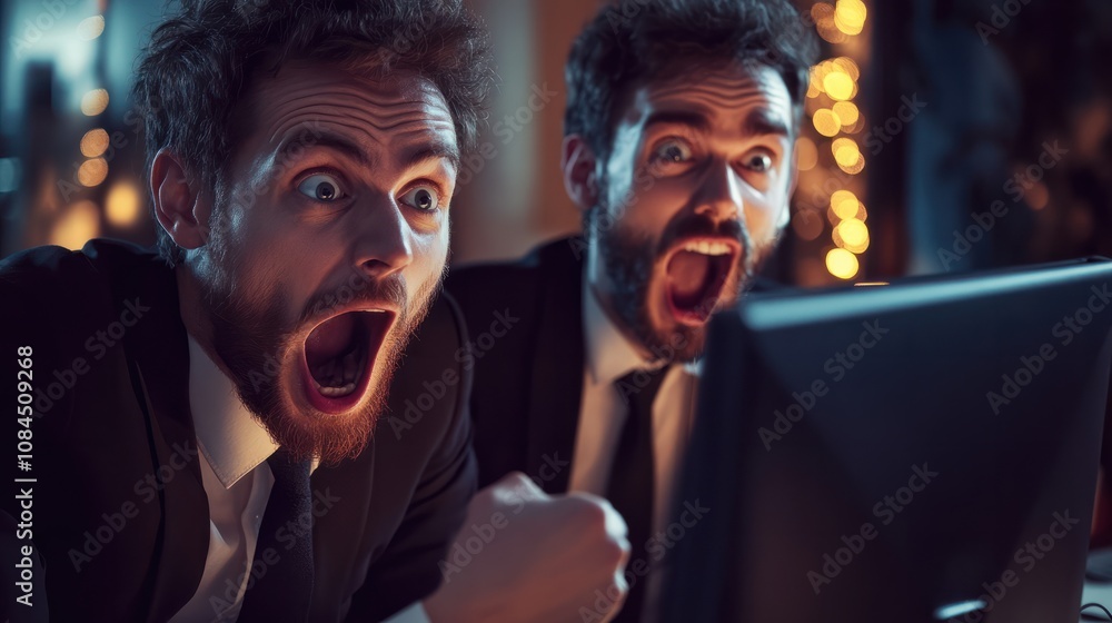New generation businessmen feeling happy in front of computer in. office. Since online sales system is able to work efficiently on a 5G network system. Causing sales to meet the target. New generation businessmen feeling happy in front of computer in. office. Since online sales system is able to work efficiently on a 5G network system. Causing sales to meet the target.
