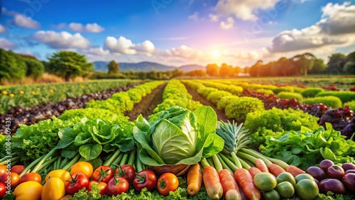 close-up of organic produce in lush field