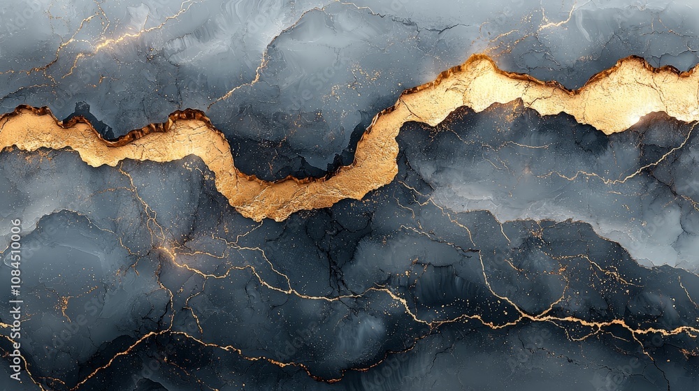 A textured abstract design featuring dark colors and golden veins. A textured abstract design featuring dark colors and golden veins.