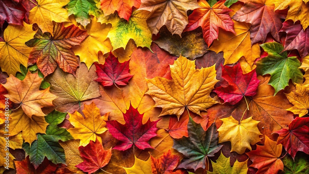 Colorful autumn leaves background from above Colorful autumn leaves background from above