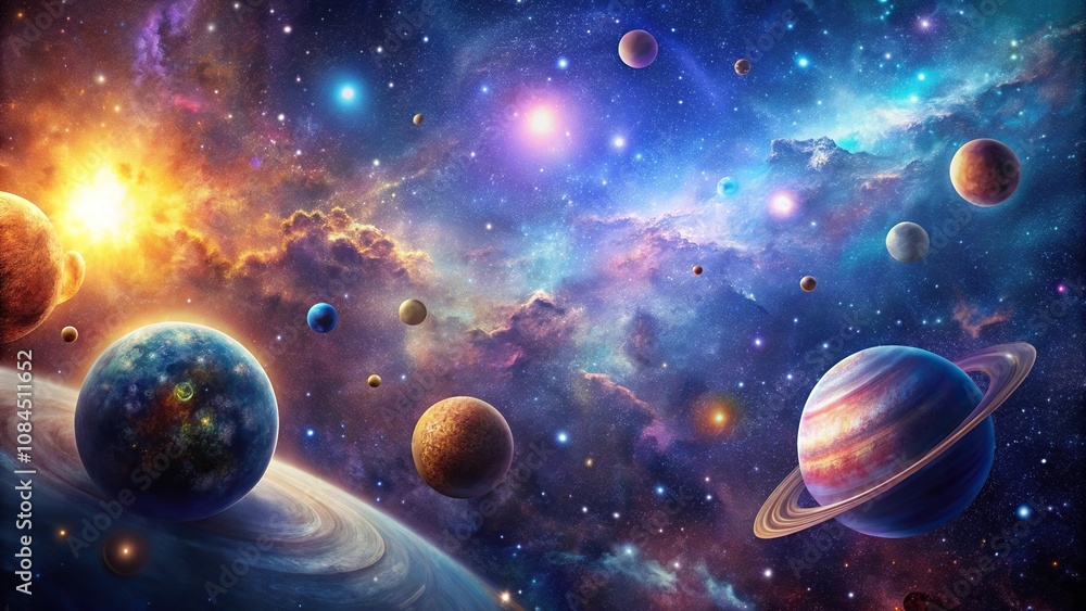 Deep Space Galaxy Background with Stars, Planets and Nebulae, planets, deep space Deep Space Galaxy Background with Stars, Planets and Nebulae, planets, deep space