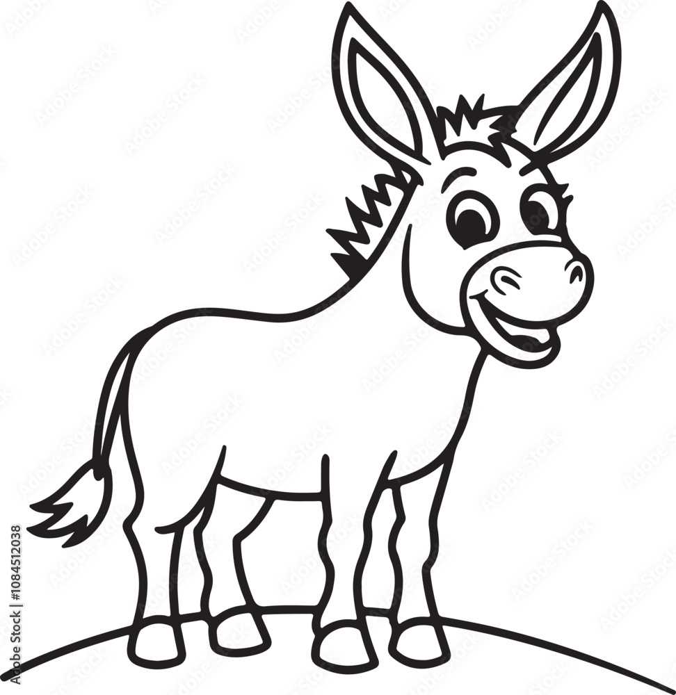 Black and White Vector Illustration of a Donkey with a Smile - Joyful Donkey Design
Black and White Vector Illustration of a Donkey with a Smile - Joyful Donkey Design
