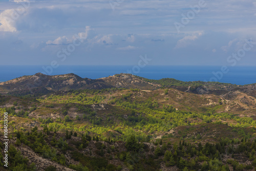 Beautiful landscape on the island of Rhodes in the area of ​​the Kalopetra Monastery