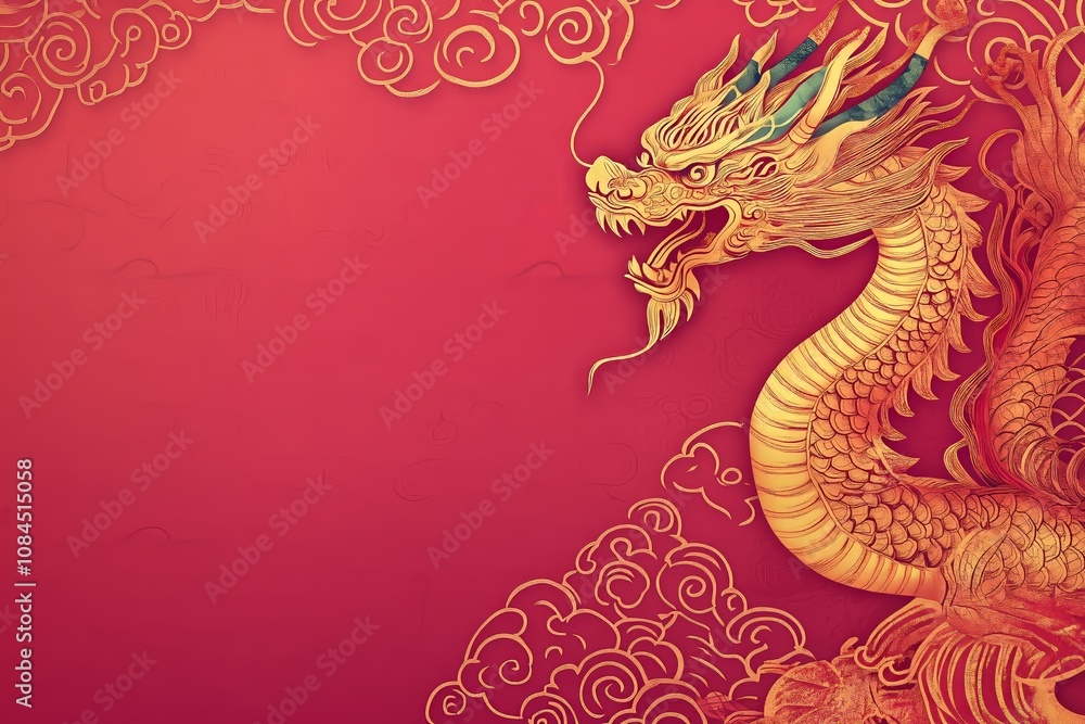 Obraz premium Chinese new year background vector. Oriental festive art design for place text and product images. Design for sale banner, cover and invitation. 