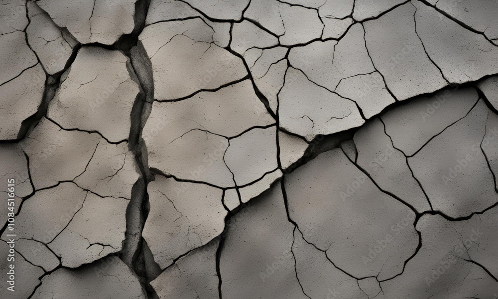 Cracked Concrete showing rough, aged surfaces with gray and charcoal tones. Cracked Concrete showing rough, aged surfaces with gray and charcoal tones.