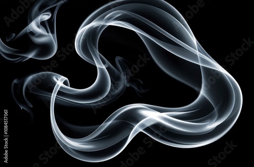 Swirling and glowing smoke on a pitch black background. The smoke should look smooth and brilliant, reflecting light and creating an elegant and mystical impression. The composition - generative ai photo