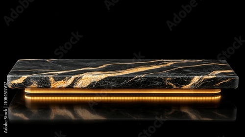 Wallpaper Mural A beautifully crafted black marble display stand features striking gold veining and subtle LED lighting underneath, perfect for highlighting precious items in contemporary settings Torontodigital.ca
