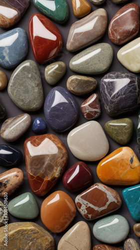 Polished stones background many sizes and colors