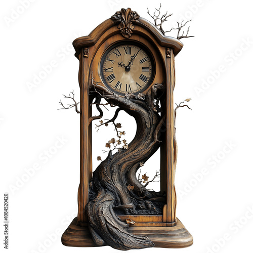 An old original grandfather clock in a wooden case
