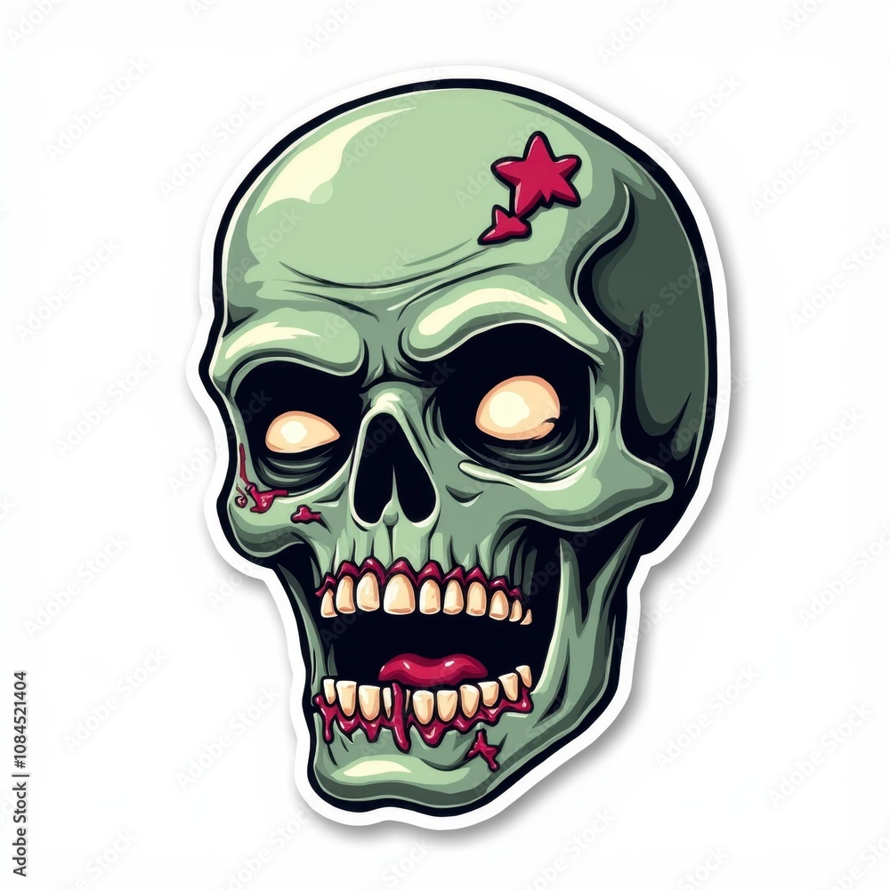 Colored Zombie Head Sticker Colored Zombie Head Sticker