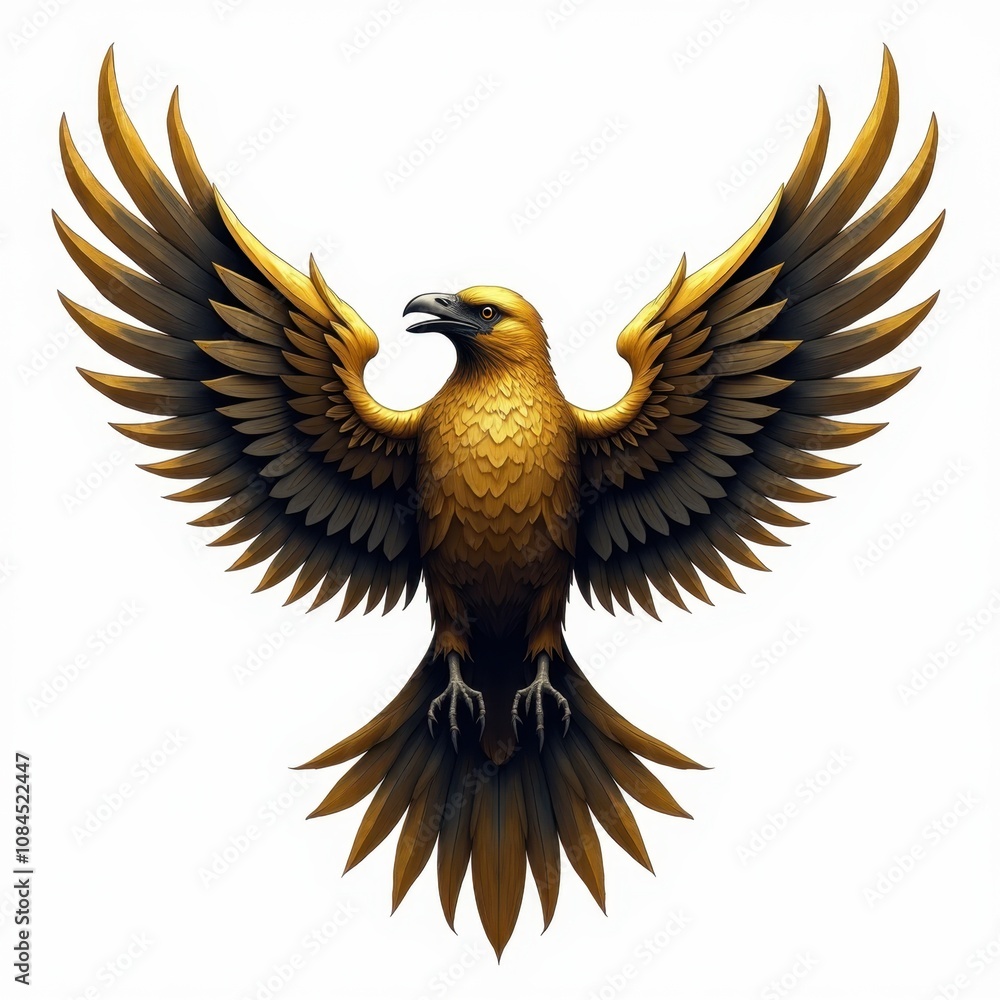 Fototapeta premium Cyberpunk Esports Emblem Featuring a Golden Crow