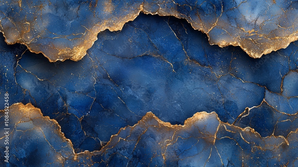 A textured blue and gold abstract design resembling a marbled surface. A textured blue and gold abstract design resembling a marbled surface.
